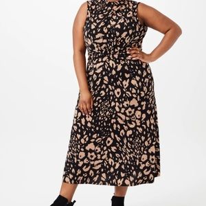1X leopard print midi dress